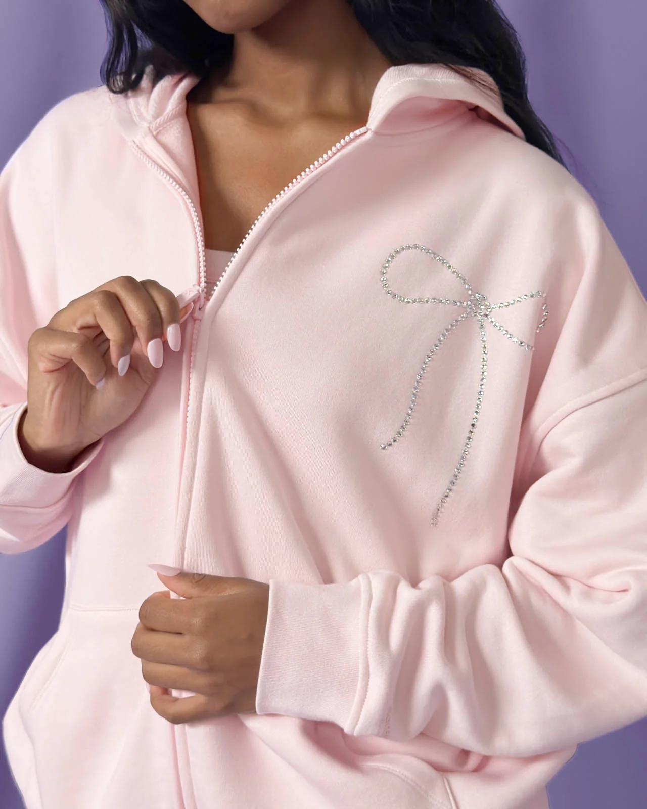 Cozy Crush Bedazzled Oversized Zip Hoodie - Image 3