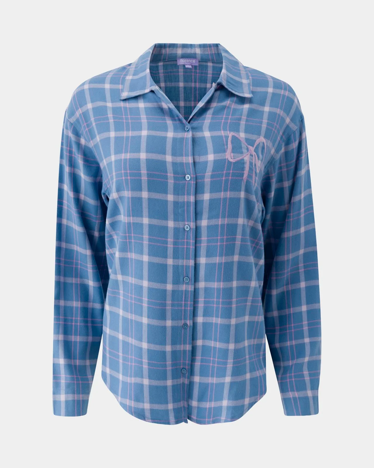 Cozy Flannel Bow Sleep Shirt - Image 12
