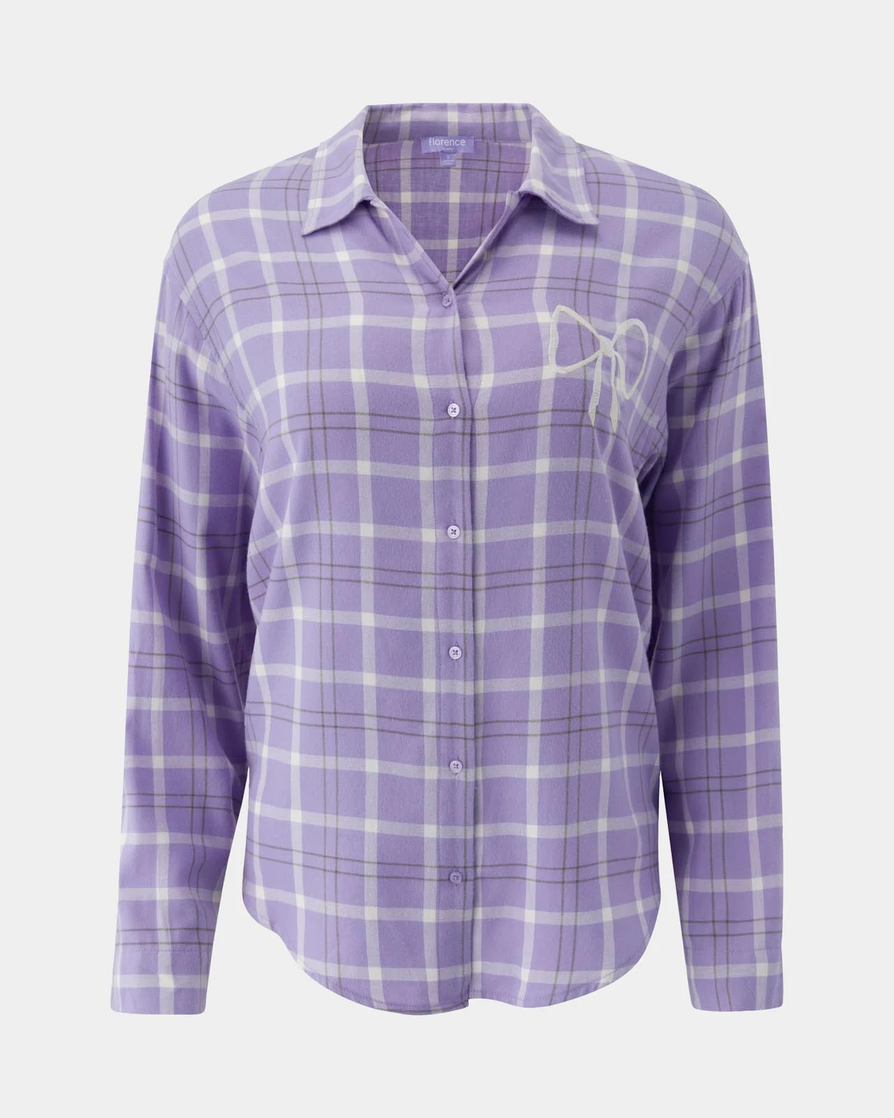 Cozy Flannel Bow Sleep Shirt - Image 7