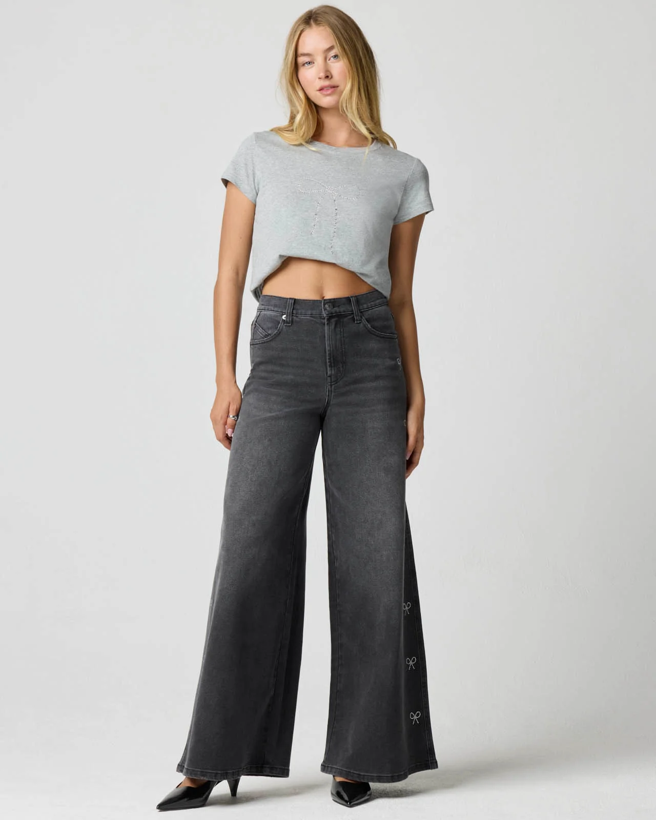 Crystal Bow Wide Leg Jean - Image 4