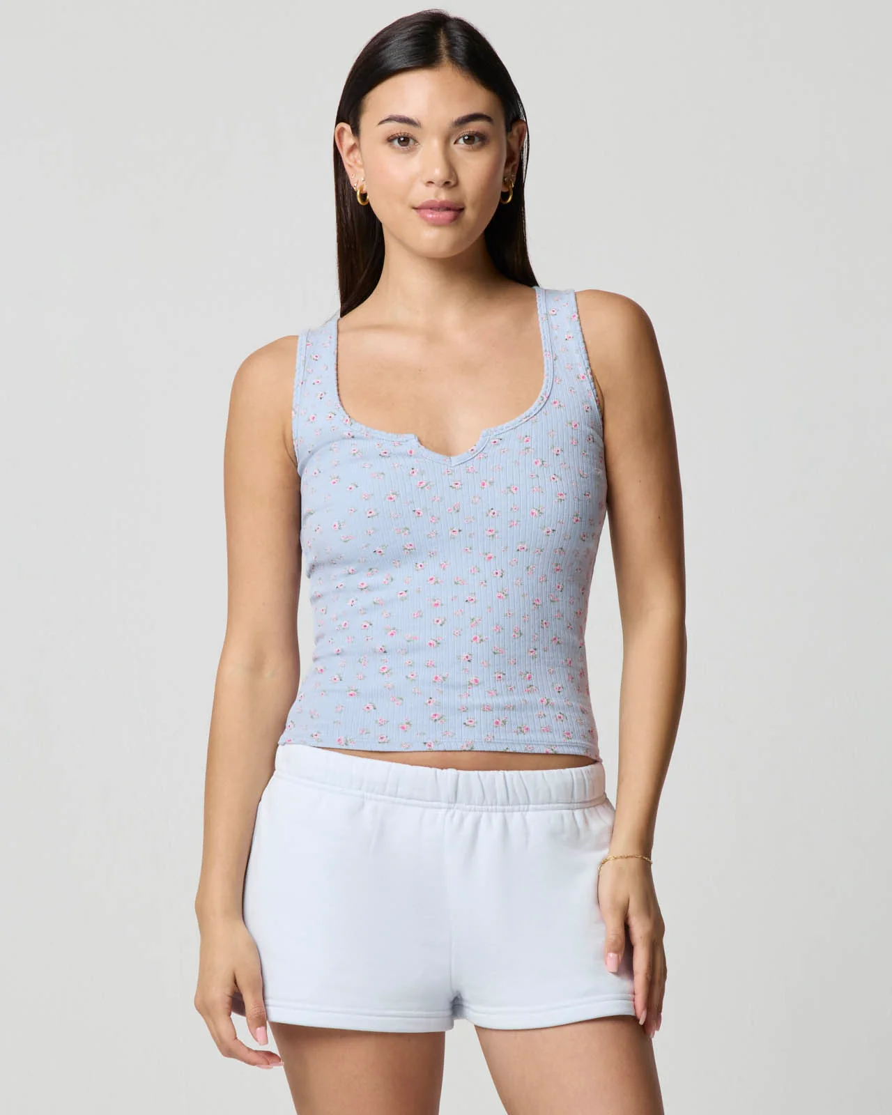 Ditsy Split Neck Tank