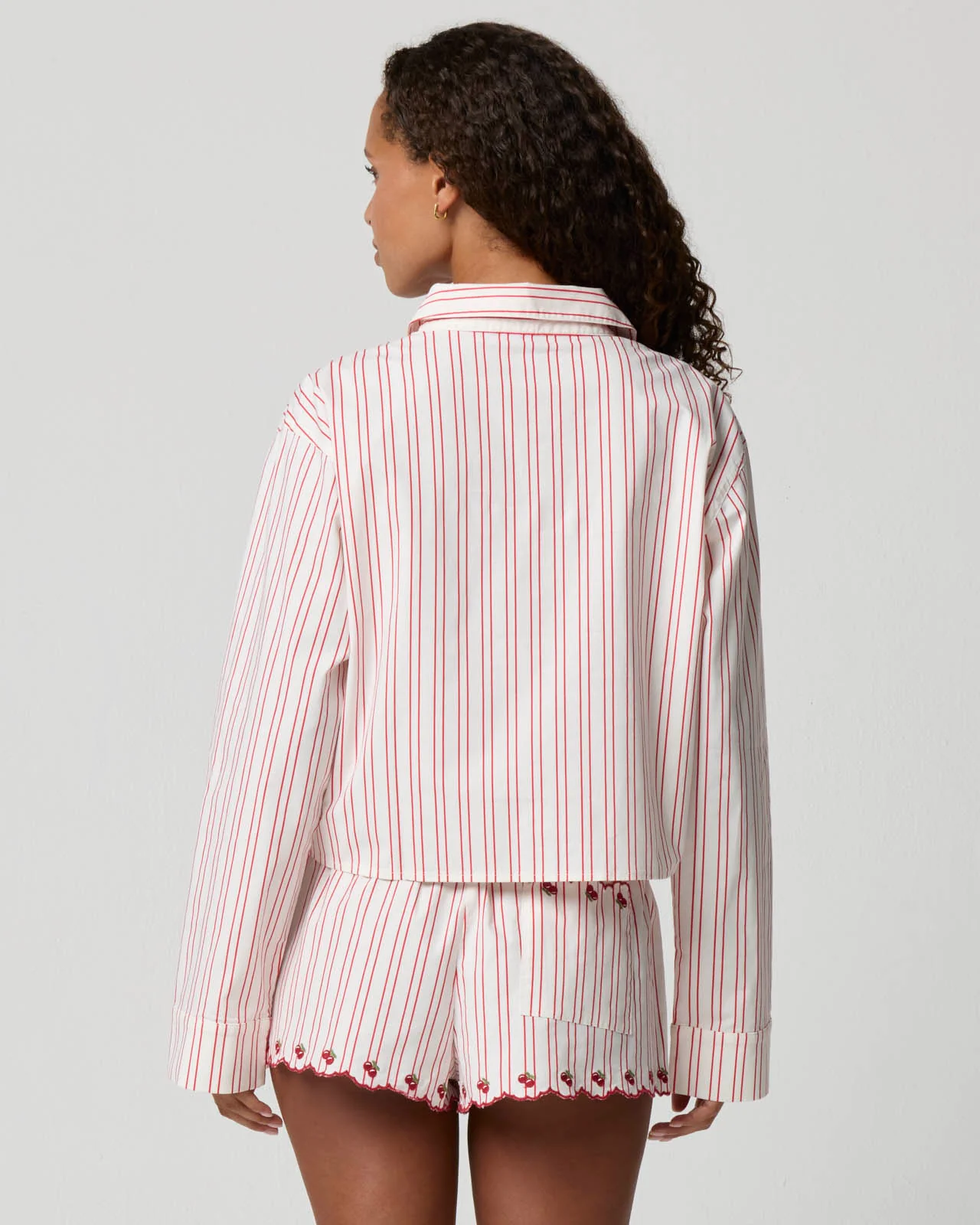 Poplin Scallop Crop Sleep Shirt - Image 3