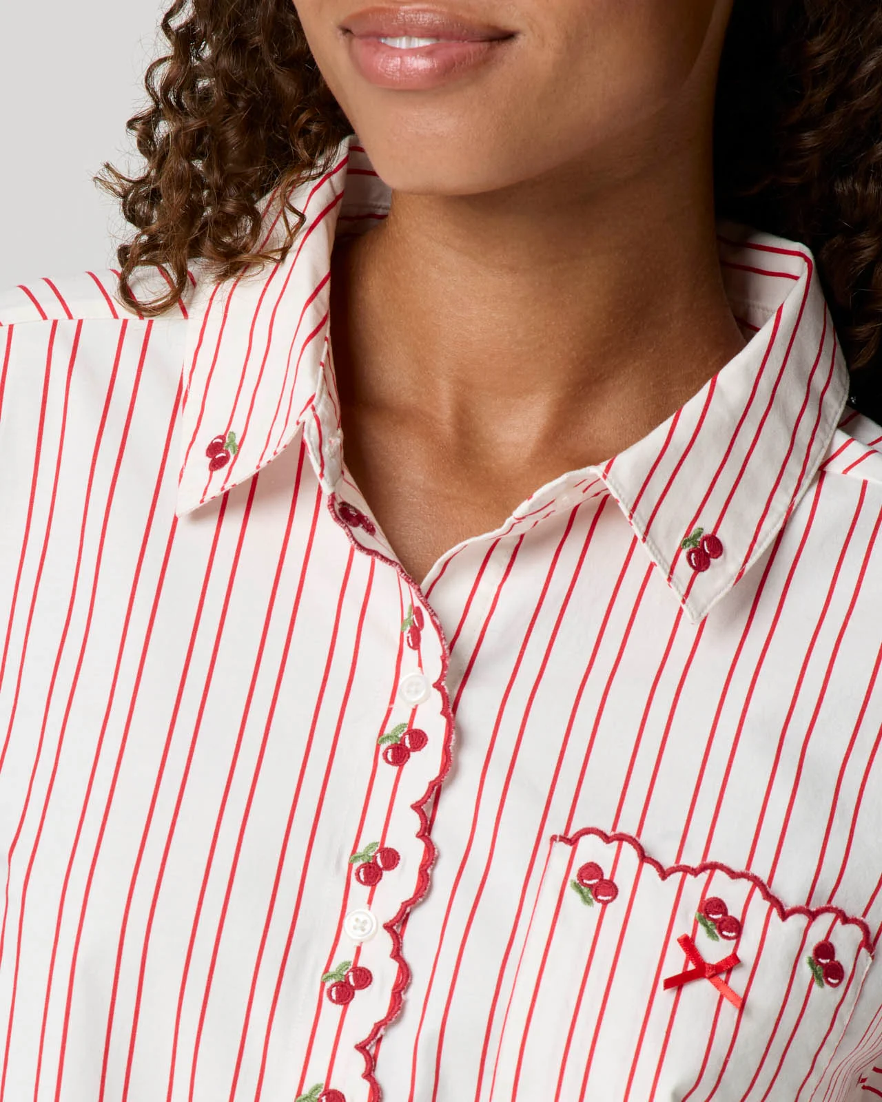 Poplin Scallop Crop Sleep Shirt - Image 4
