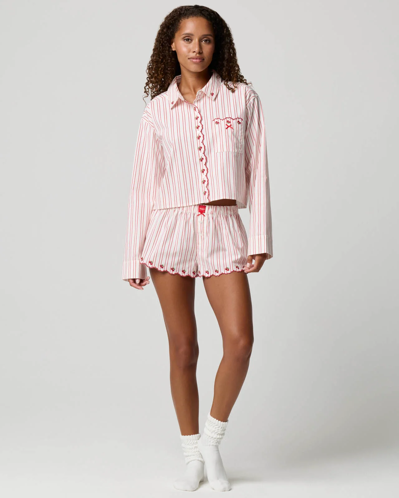 Poplin Scallop Crop Sleep Shirt - Image 5
