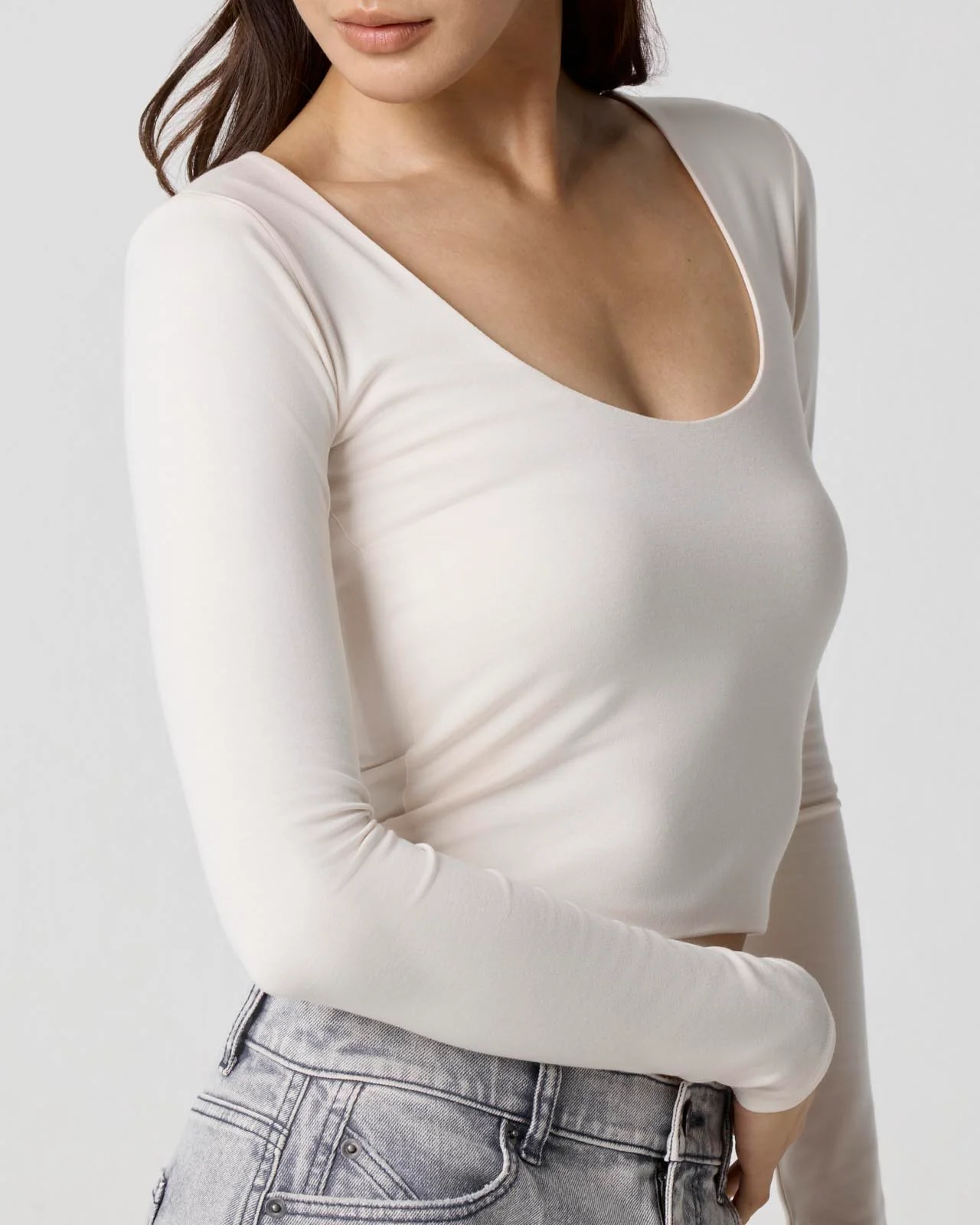 Power Mesh Plunge Long Sleeve - Image 4