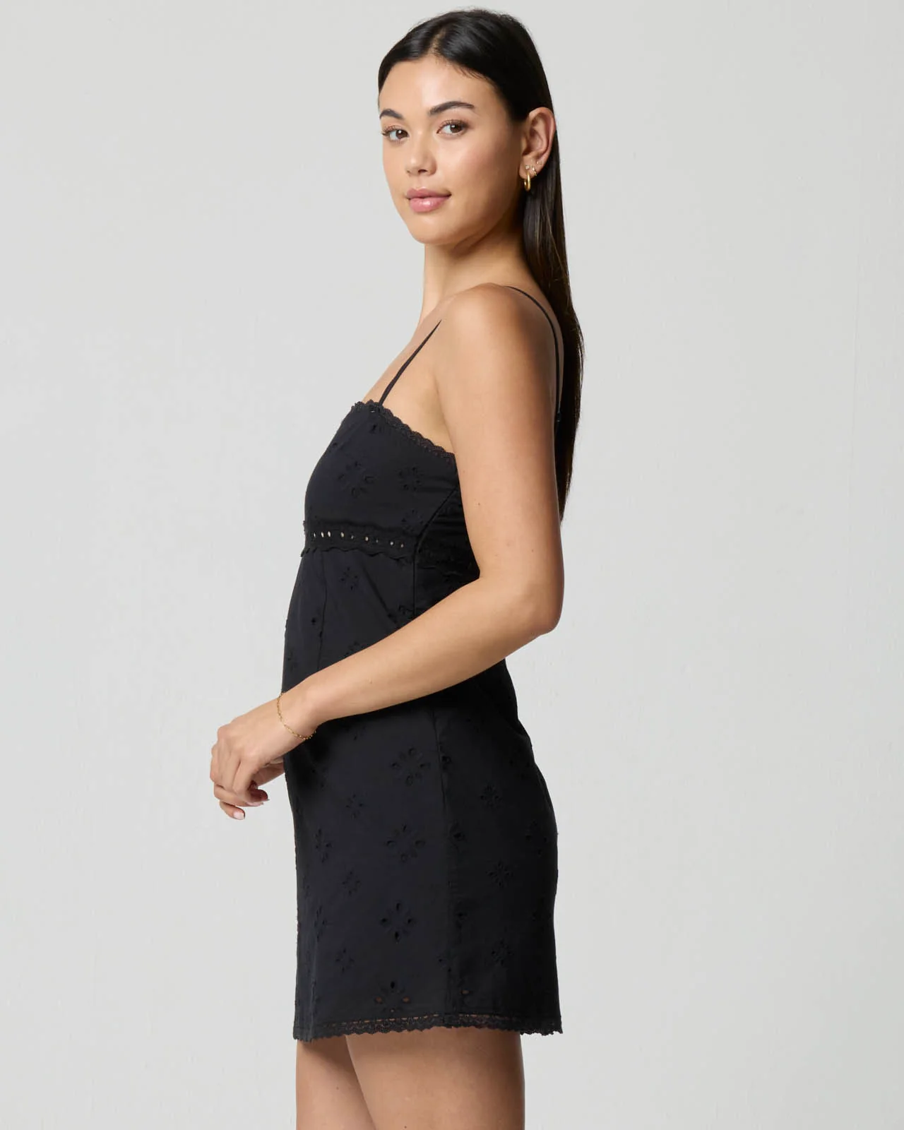 Square Neck Eyelet Mini Dress - Image 9