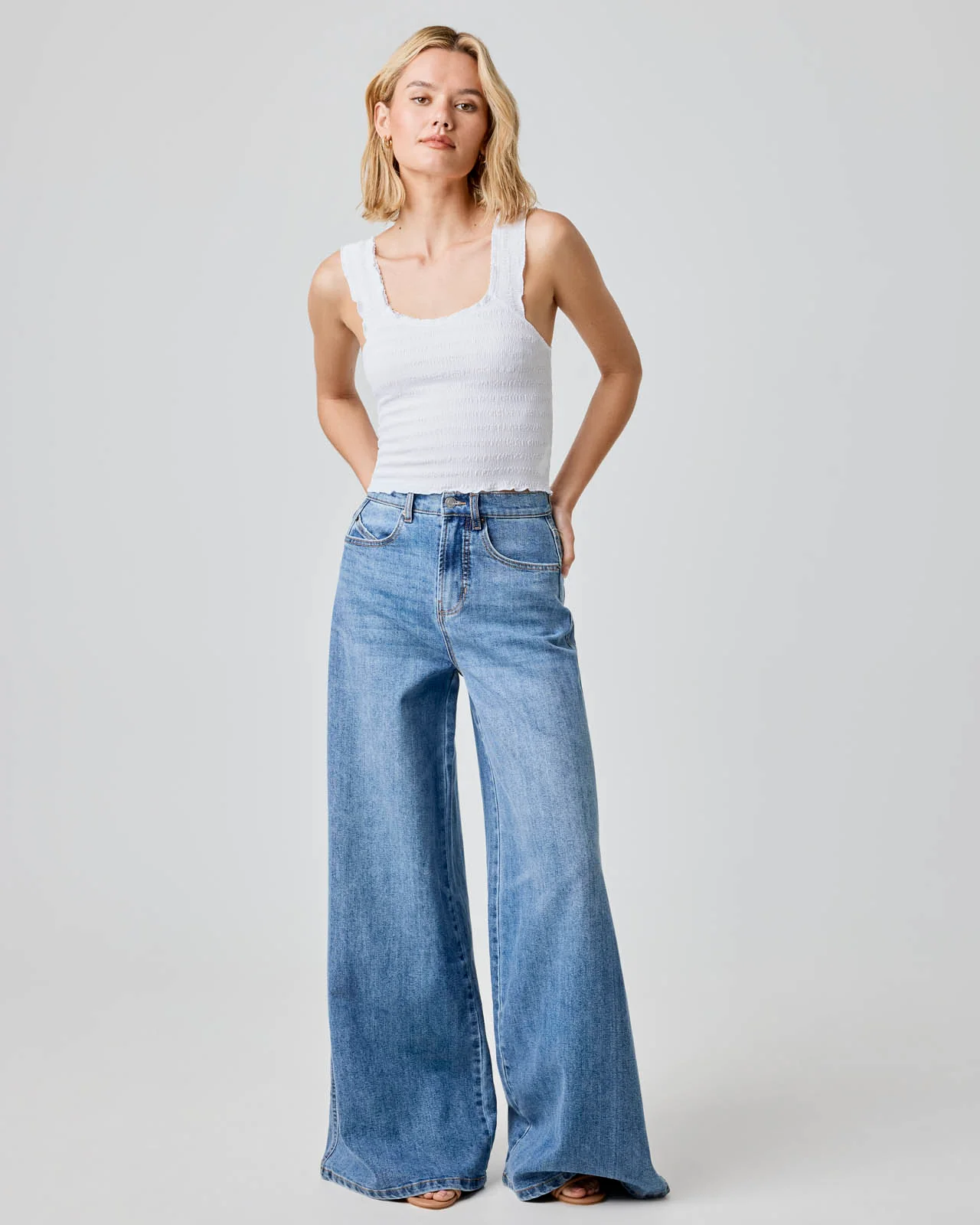 Stretch Seersucker Crop Top - Image 11