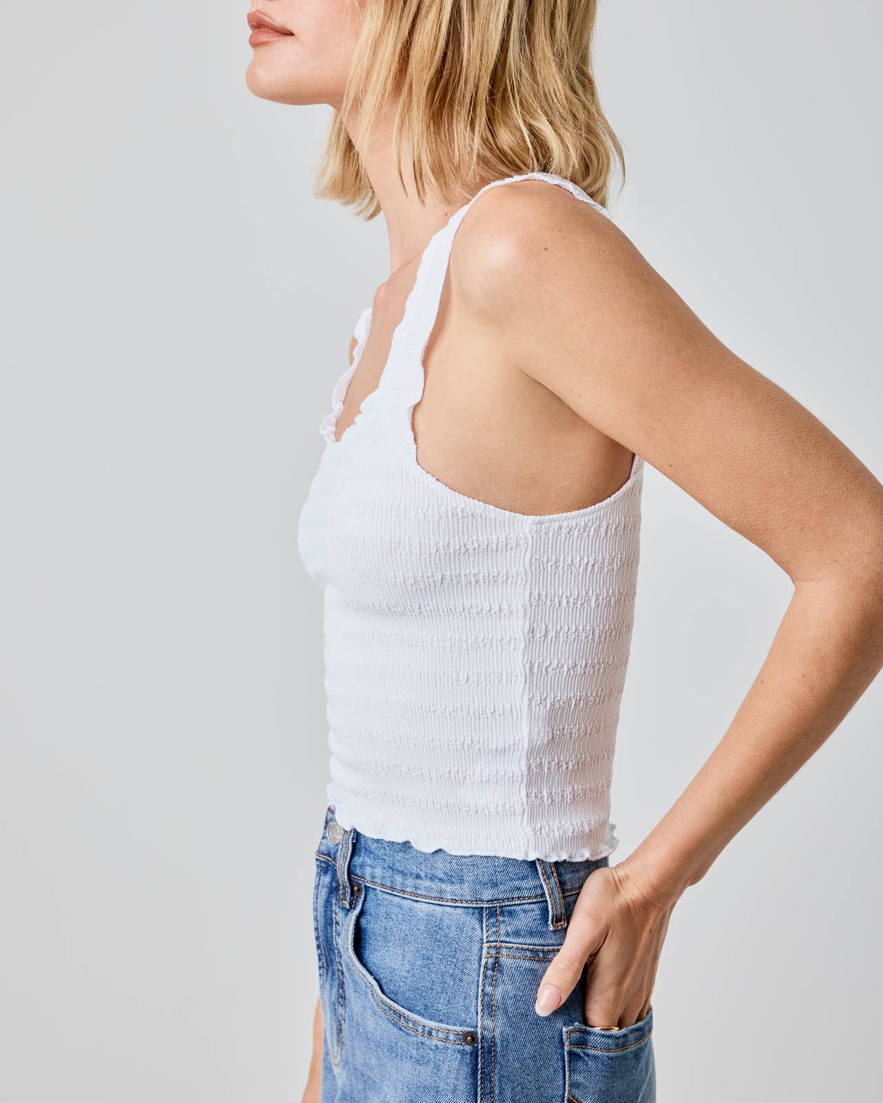 Stretch Seersucker Crop Top - Image 12