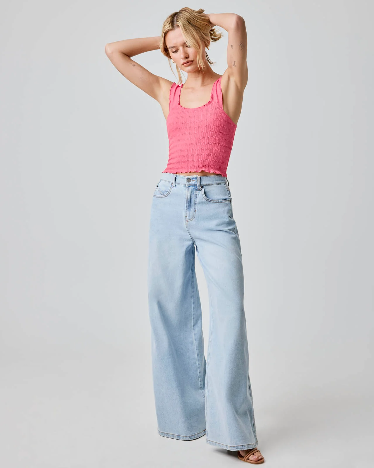 Stretch Seersucker Crop Top - Image 17
