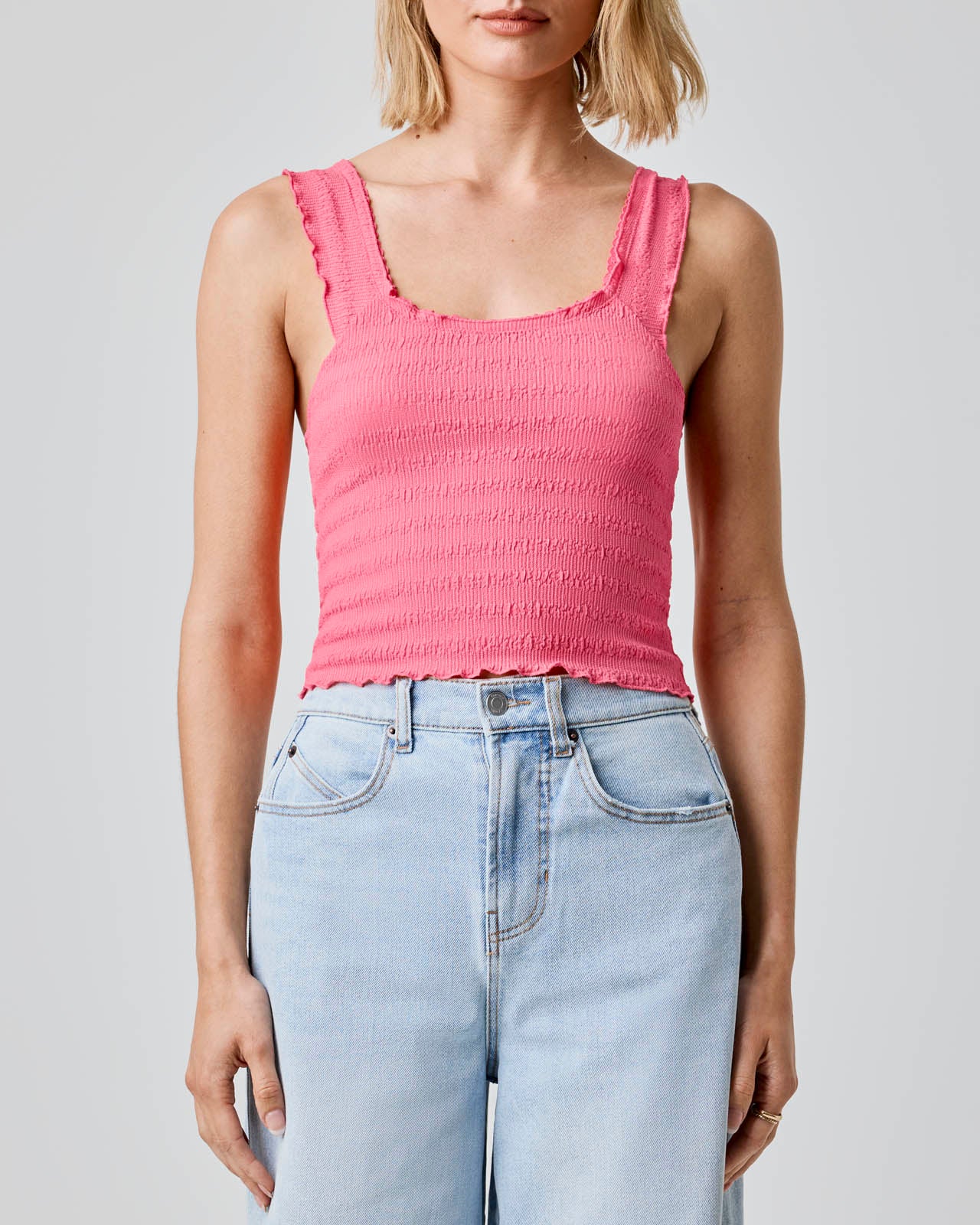 Stretch Seersucker Crop Top - Image 21