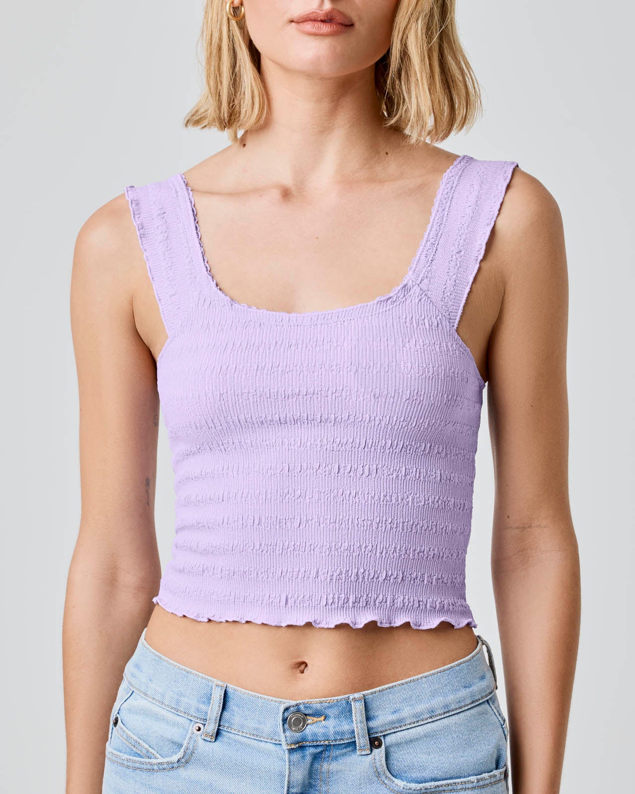 Stretch Seersucker Crop Top - Image 25