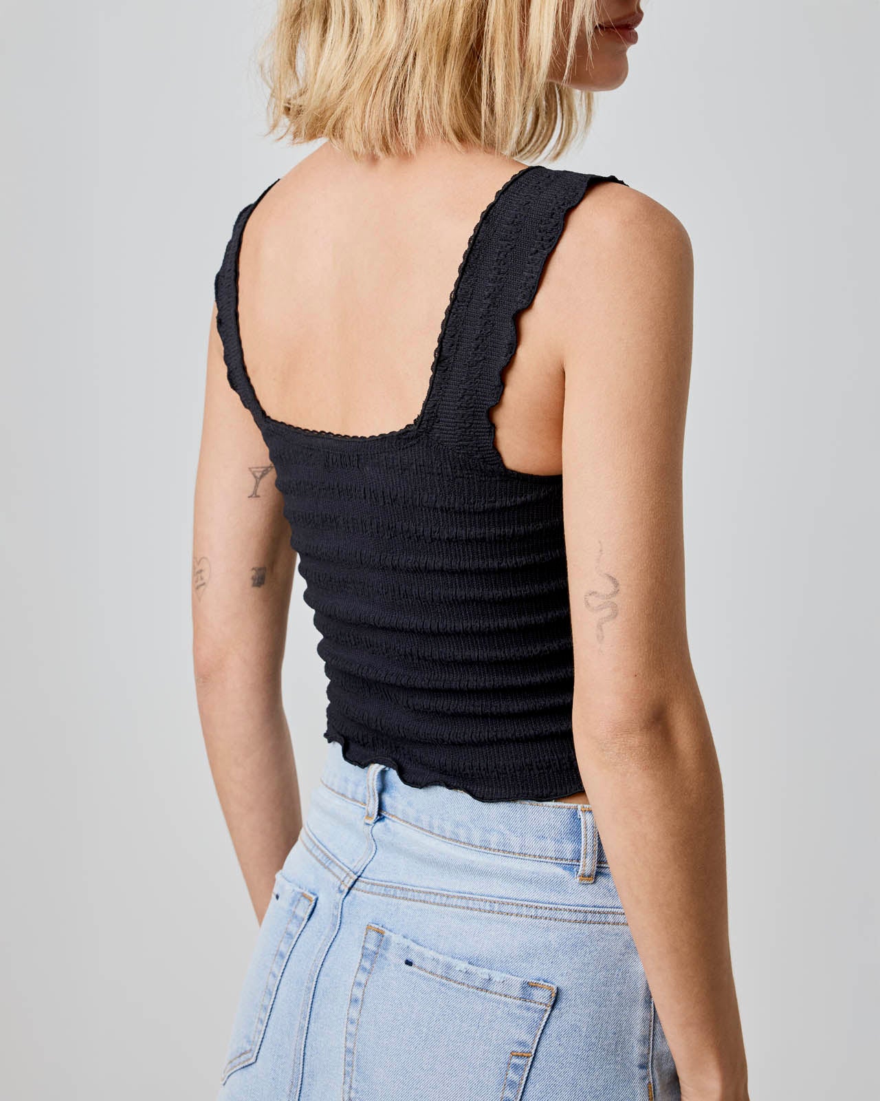 Stretch Seersucker Crop Top - Image 8
