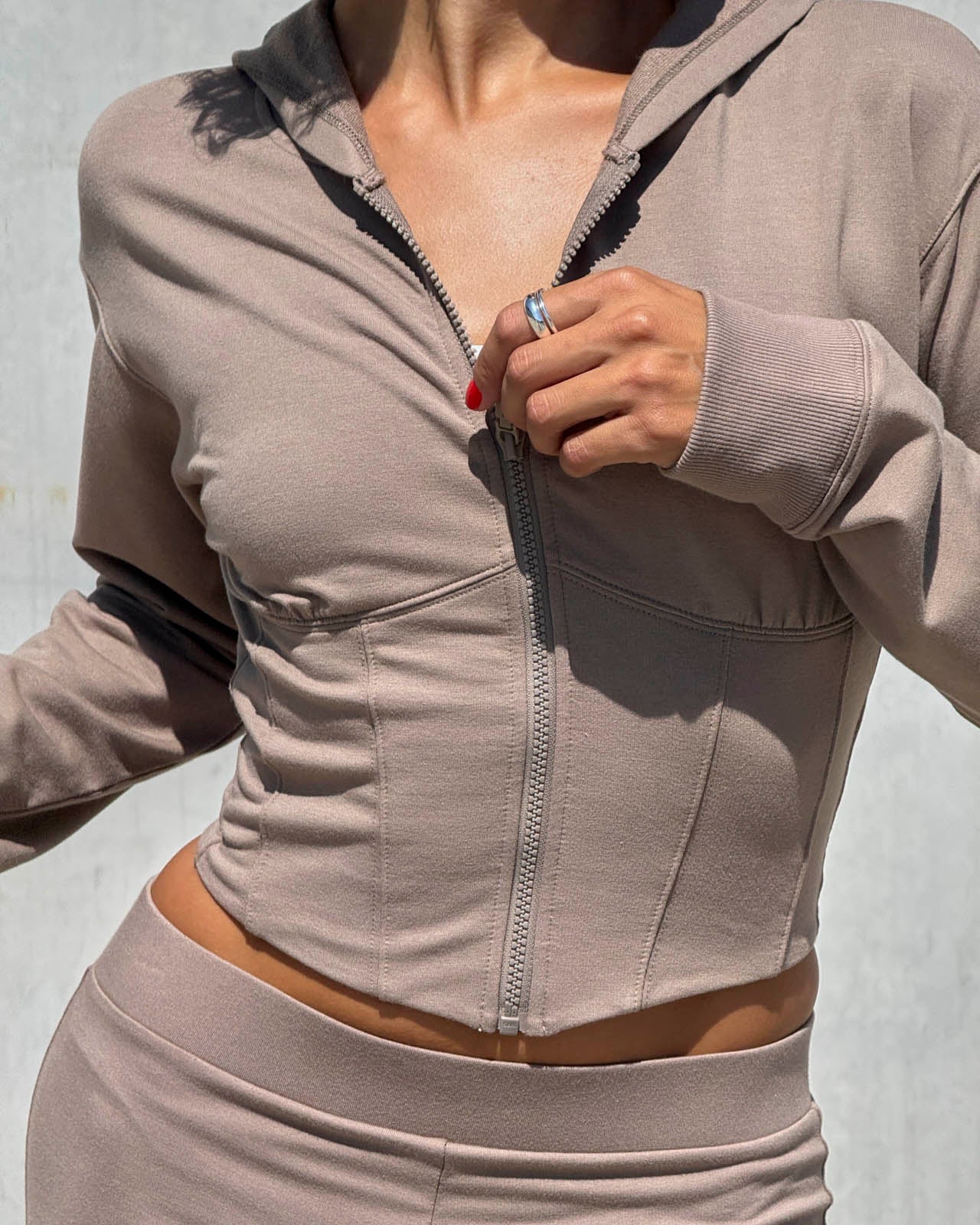Sporty Terry Corset Hoodie - Image 15