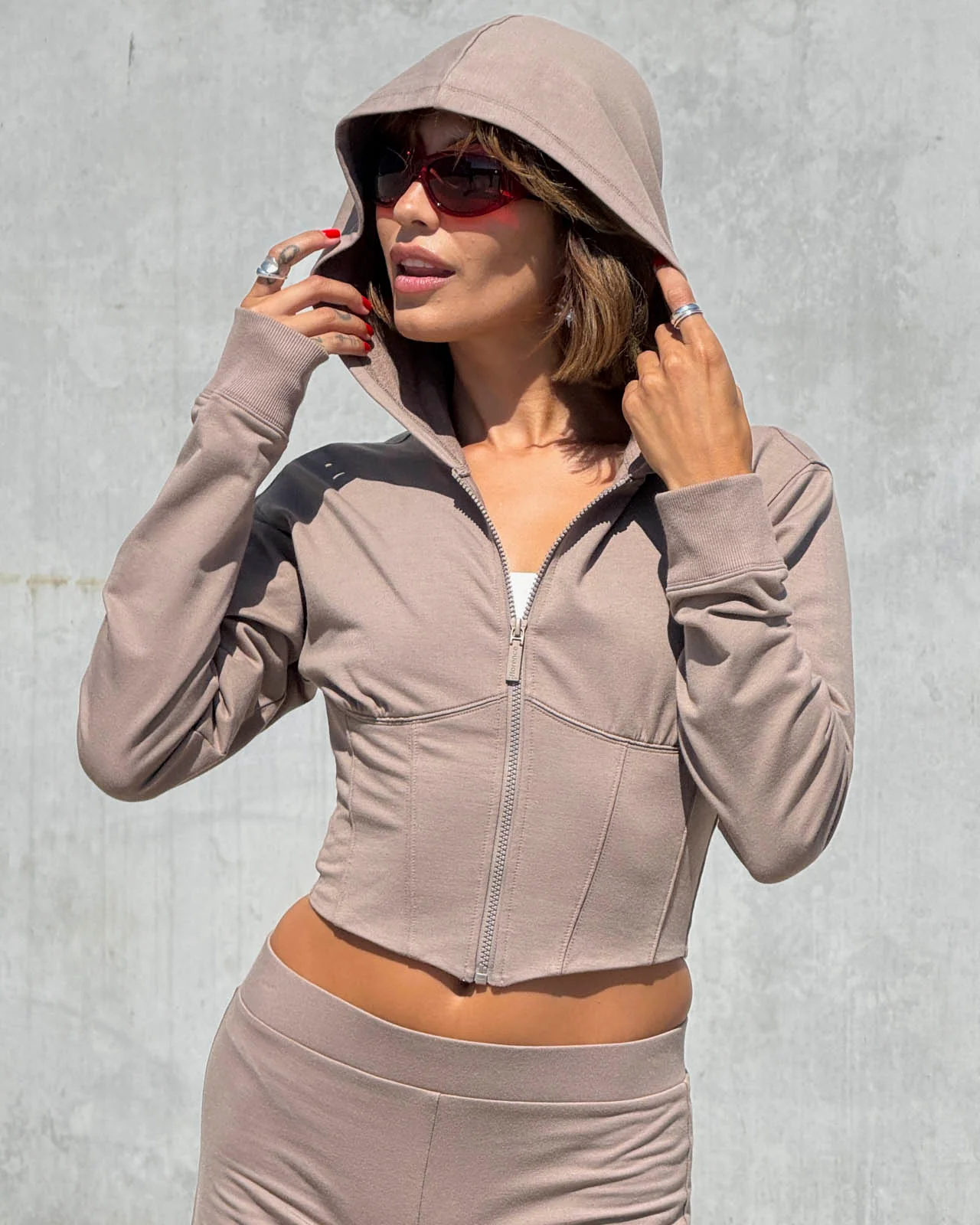 Sporty Terry Corset Hoodie - Image 16