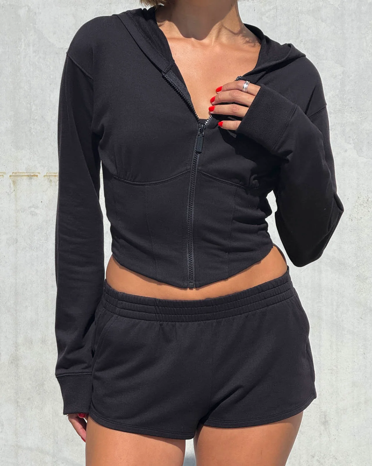 Sporty Terry Corset Hoodie - Image 4