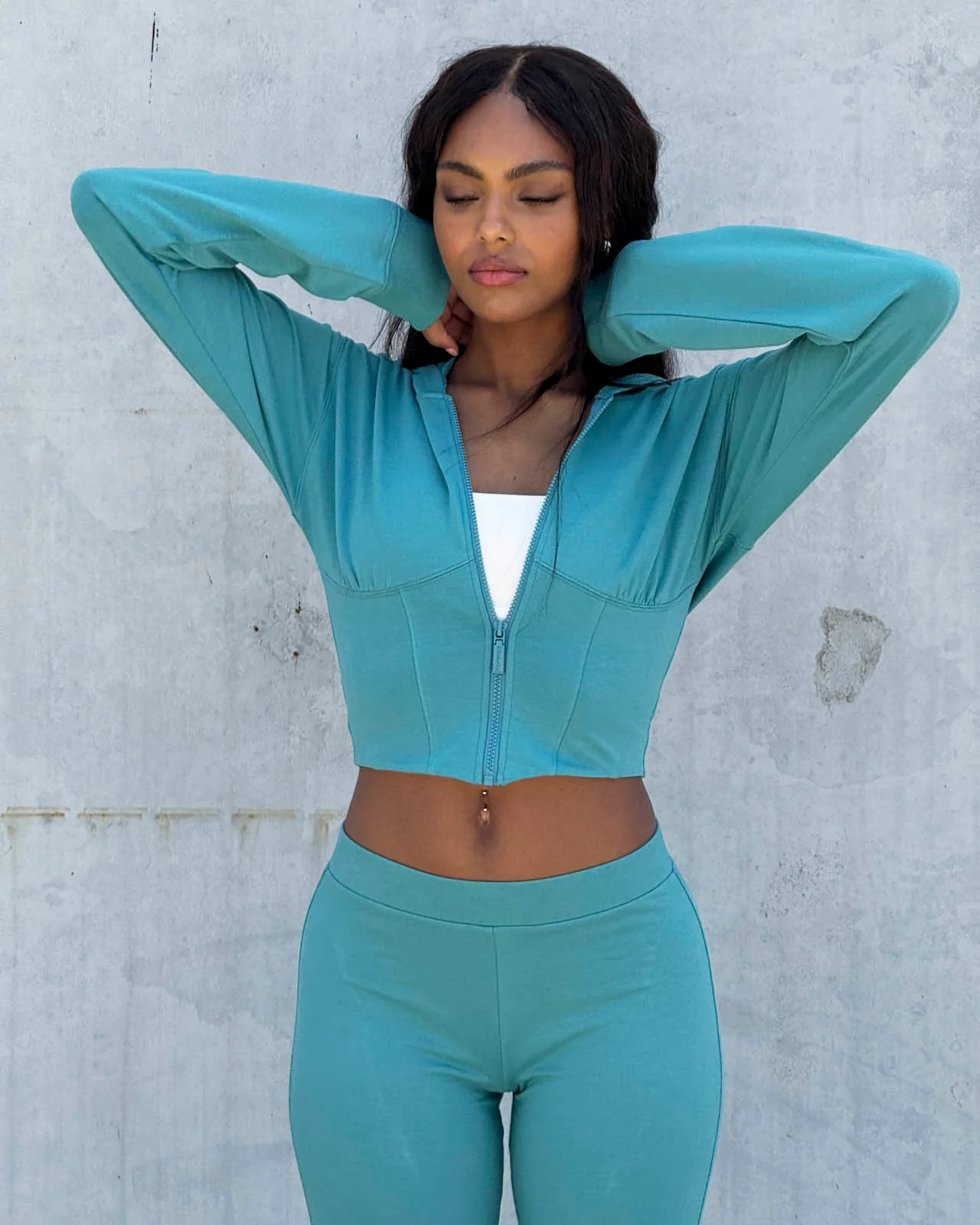 Sporty Terry Corset Hoodie - Image 8