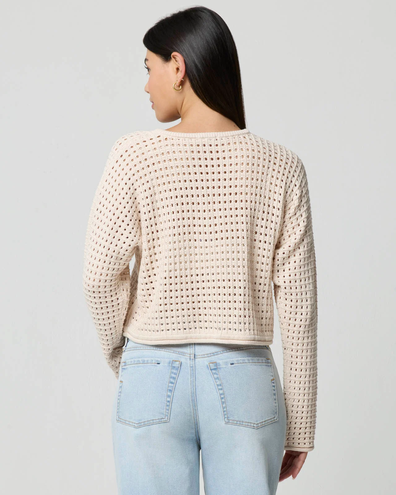 Tie Neck Open Knit Sweater - Image 10