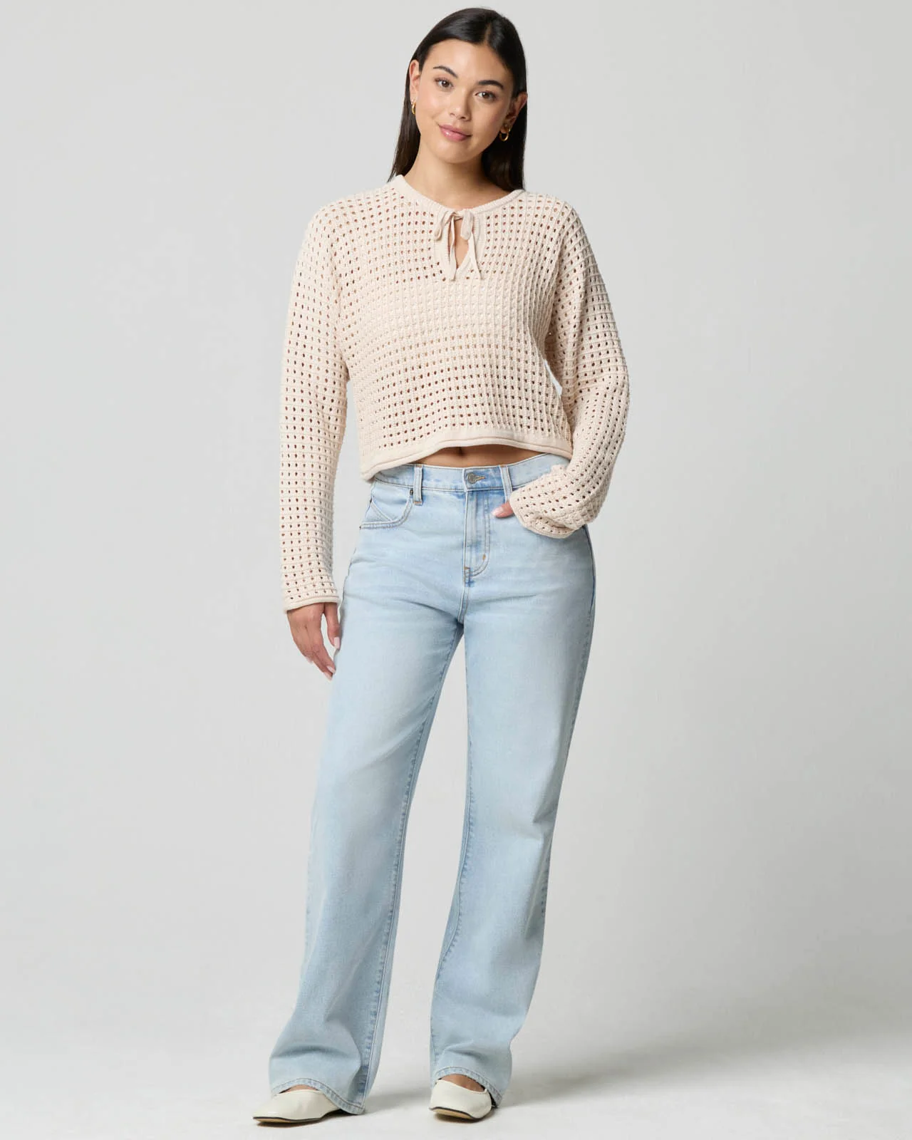 Tie Neck Open Knit Sweater - Image 14