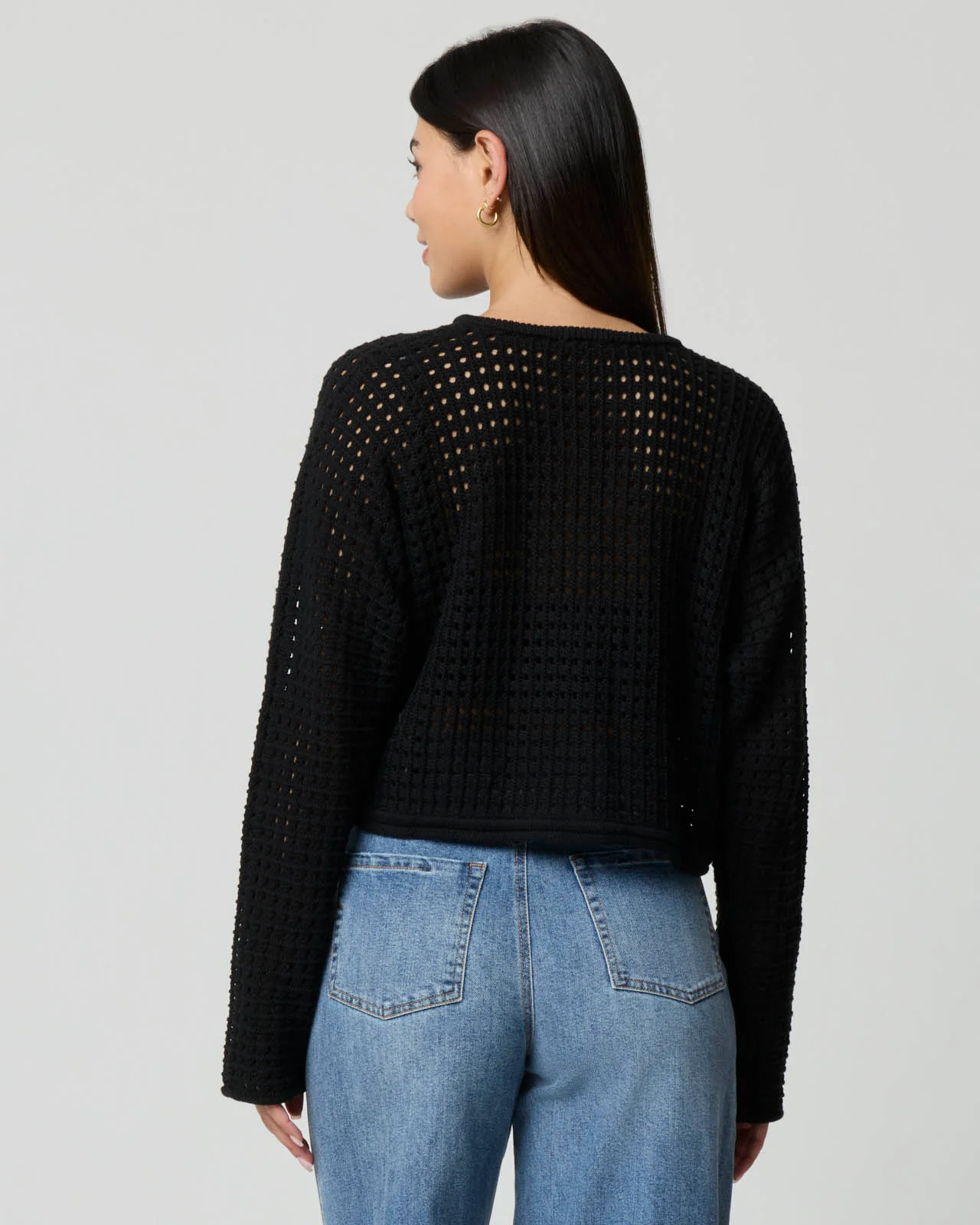 Tie Neck Open Knit Sweater - Image 3