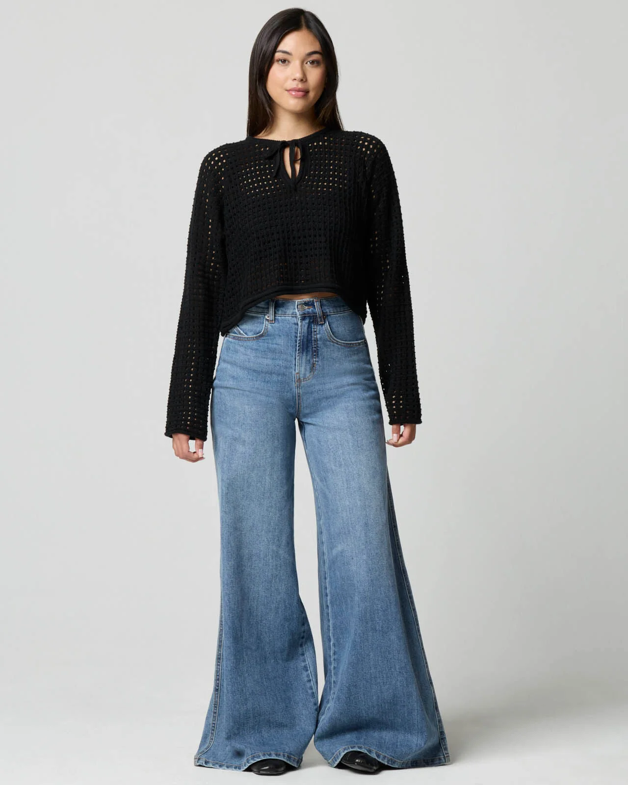 Tie Neck Open Knit Sweater - Image 7