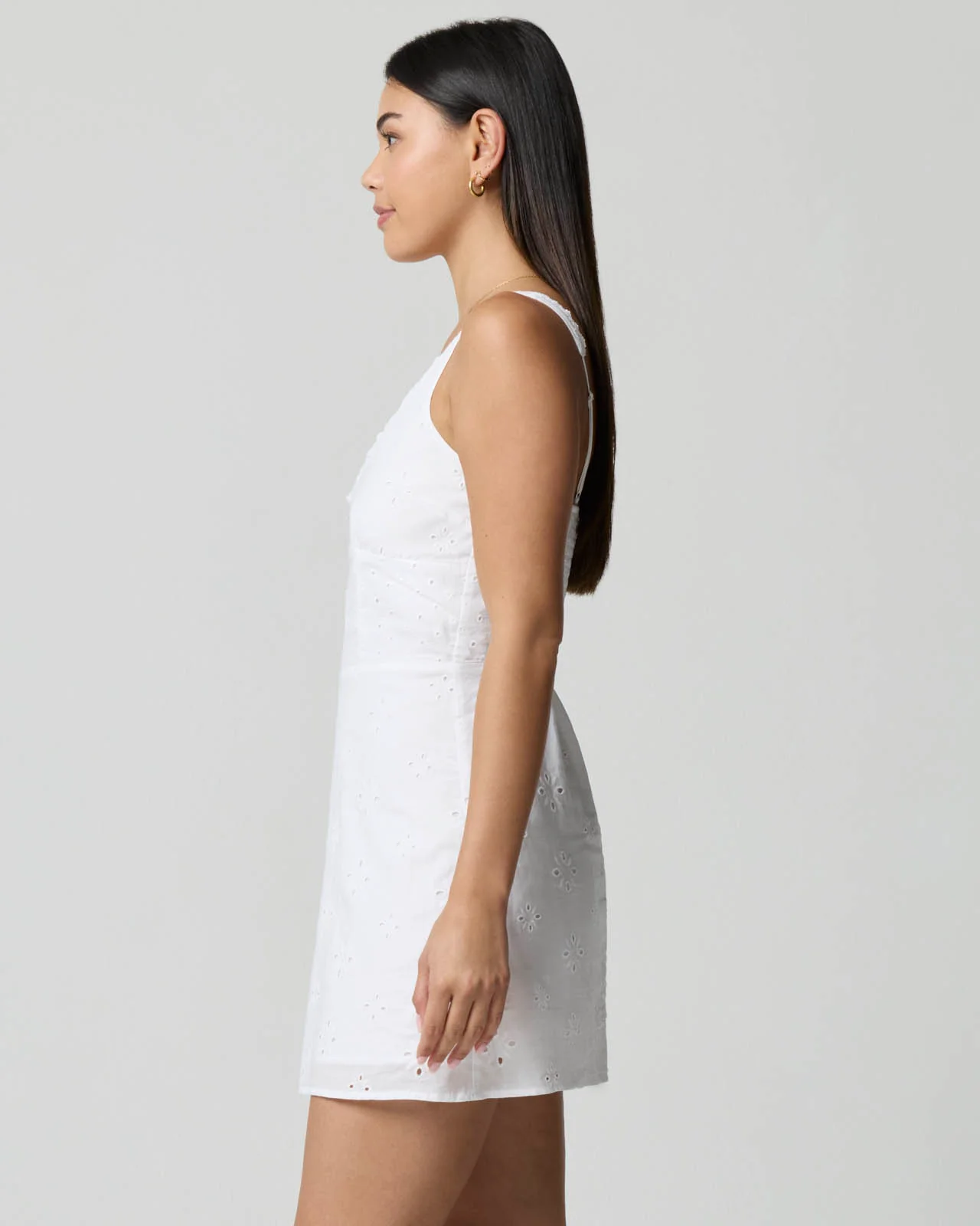 V-Neck Eyelet Mini Dress - Image 6