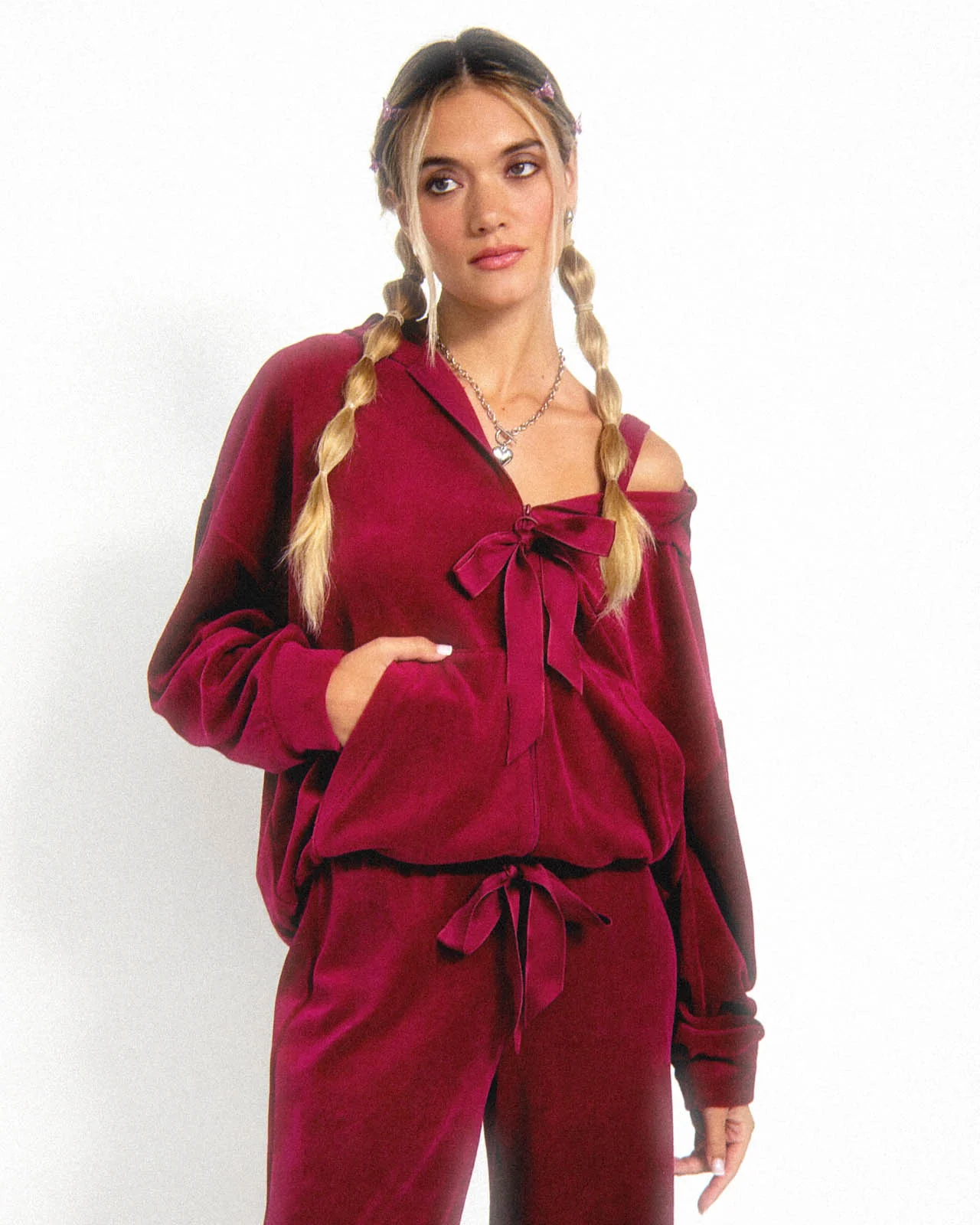 Velour Bow Hoodie - Image 11