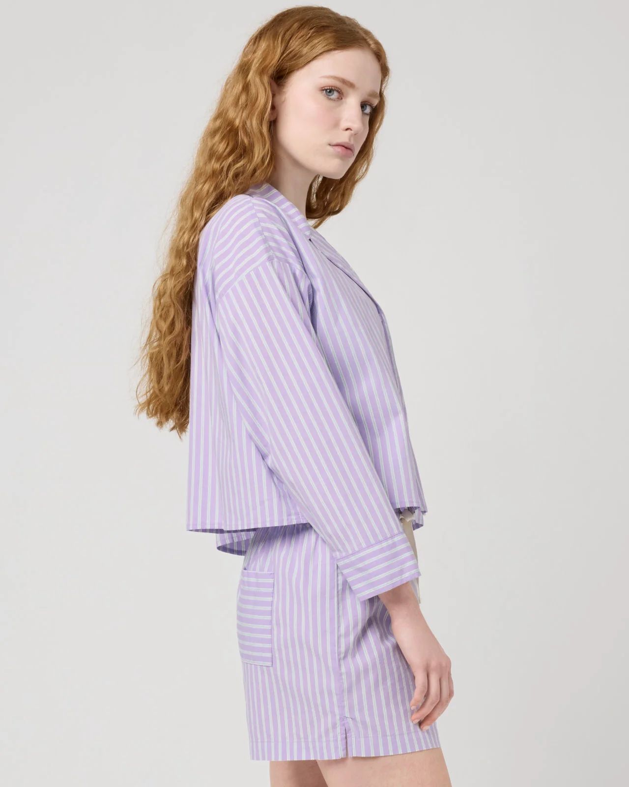 Villa Poplin Stripe Crop Shirt - Image 14