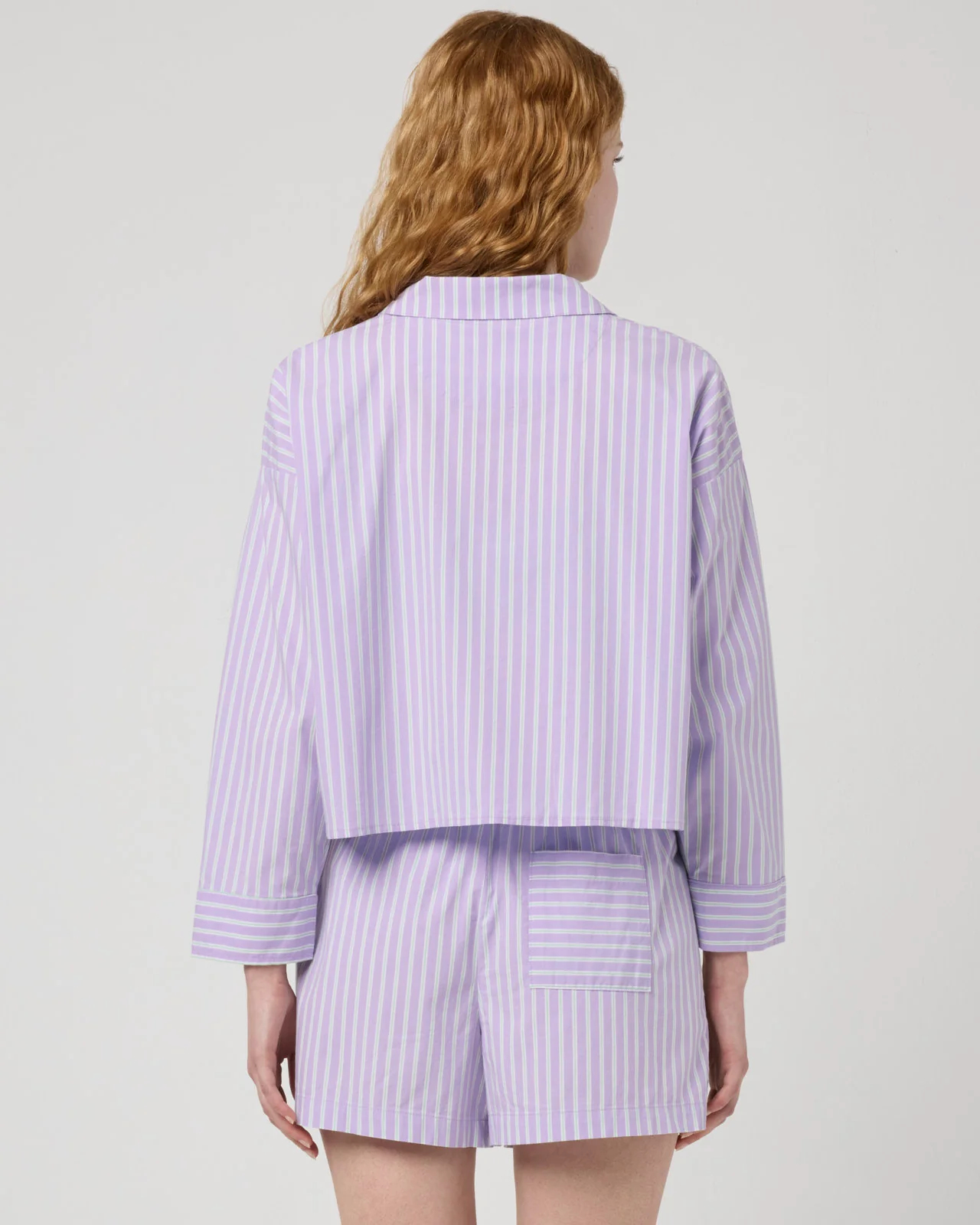 Villa Poplin Stripe Crop Shirt - Image 15