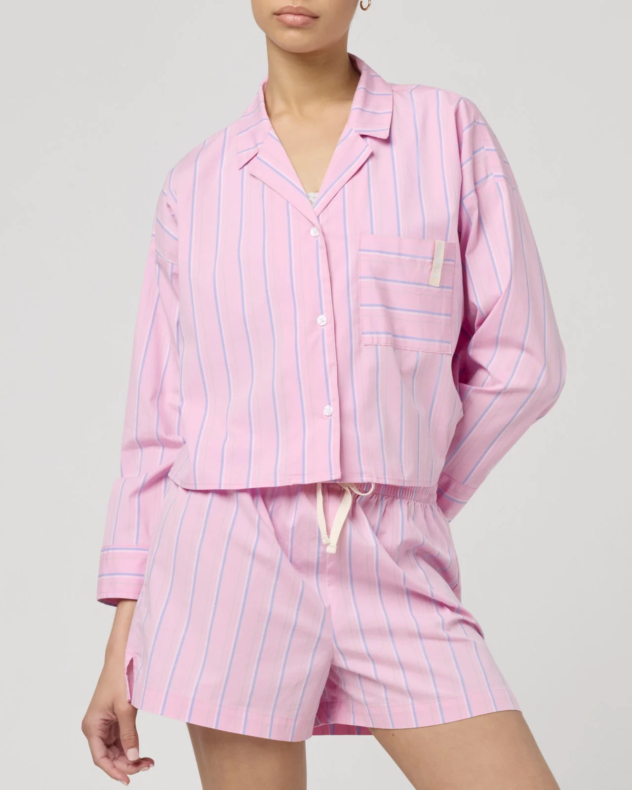 Villa Poplin Stripe Crop Shirt - Image 22