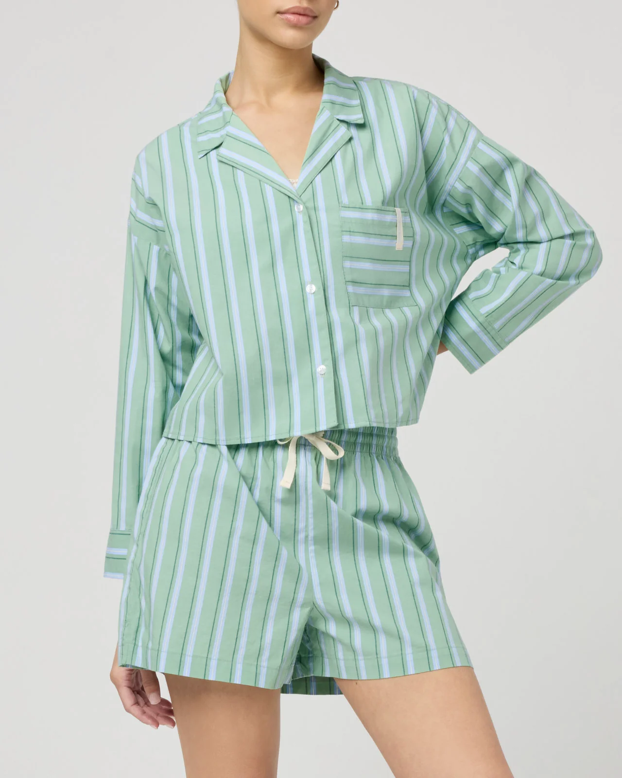 Villa Poplin Stripe Crop Shirt - Image 4