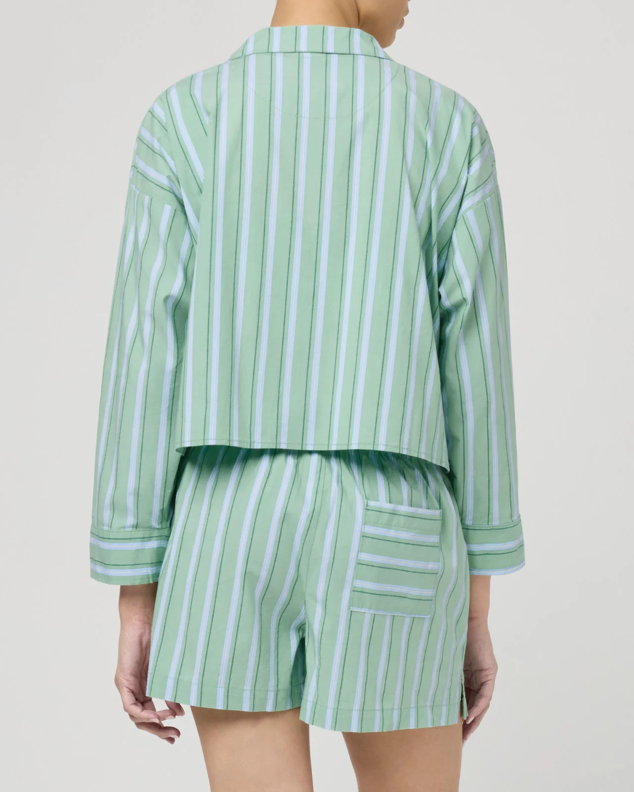 Villa Poplin Stripe Crop Shirt - Image 7