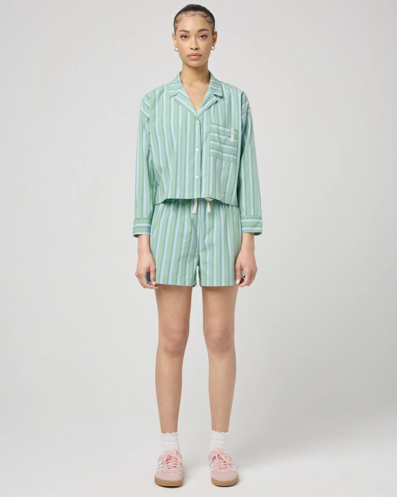 Villa Poplin Stripe Crop Shirt - Image 9