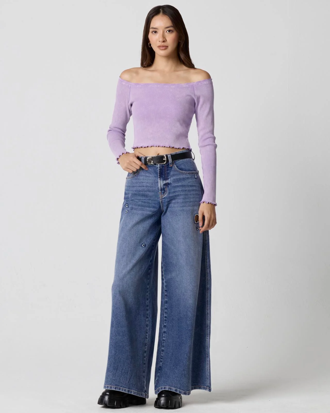 Washed Rib Off-Shoulder Top - Image 12