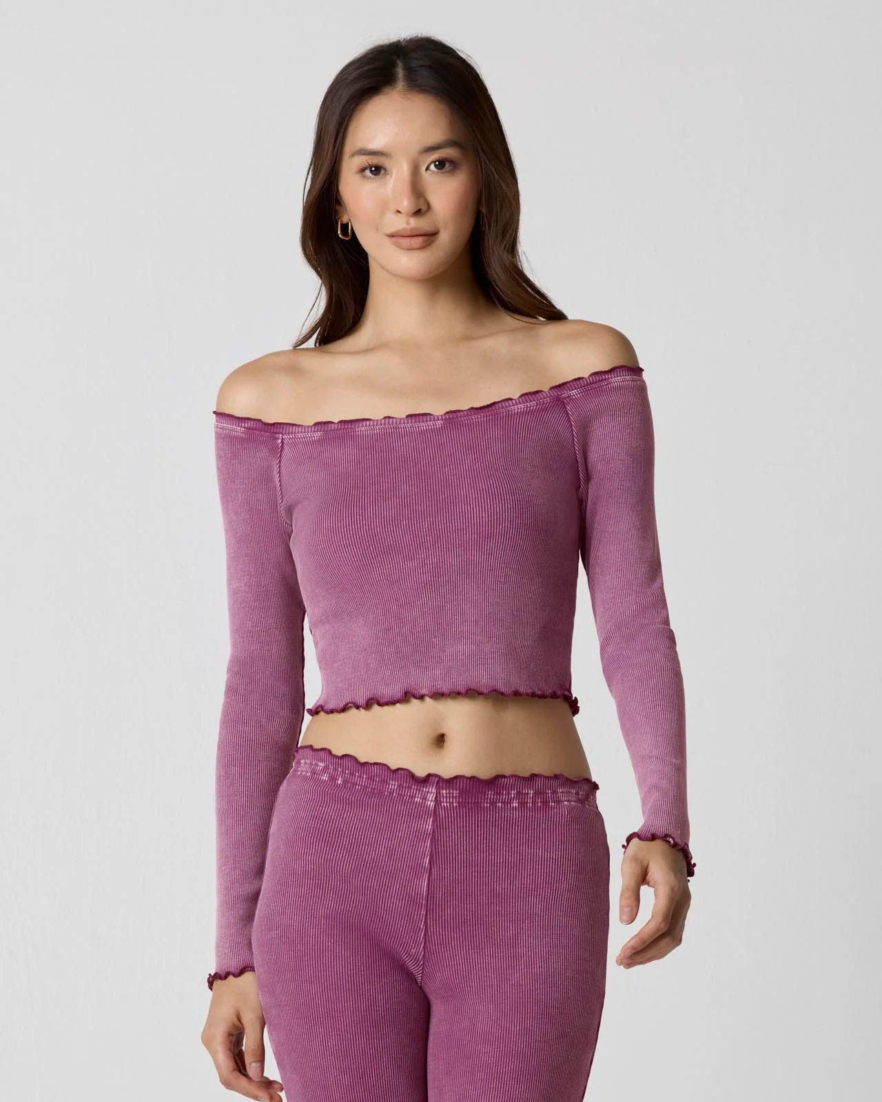 Washed Rib Off-Shoulder Top - Image 16