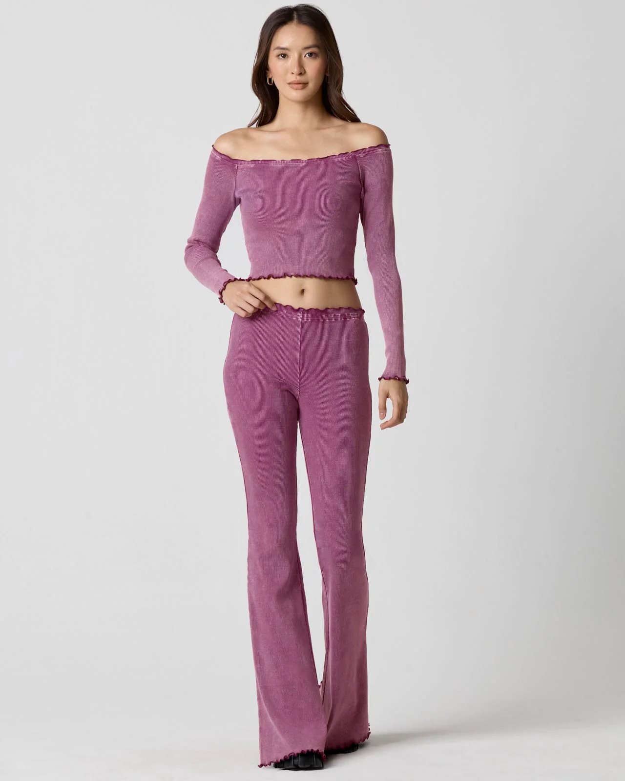 Washed Rib Off-Shoulder Top - Image 20