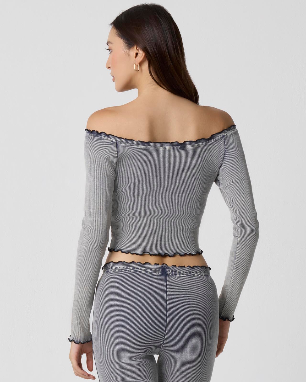Washed Rib Off-Shoulder Top - Image 3