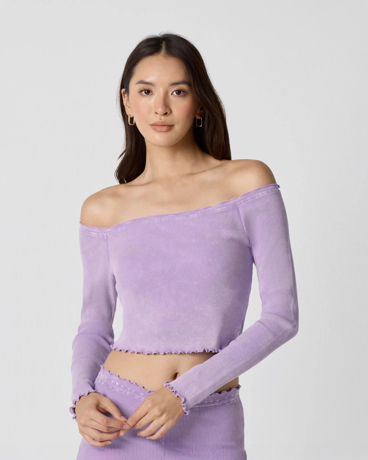 Washed Rib Off-Shoulder Top - Image 7